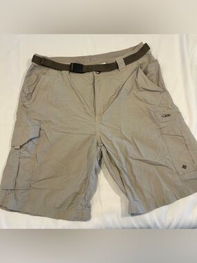 Columbia Men's Tan Cargo Shorts with Integrated Belt